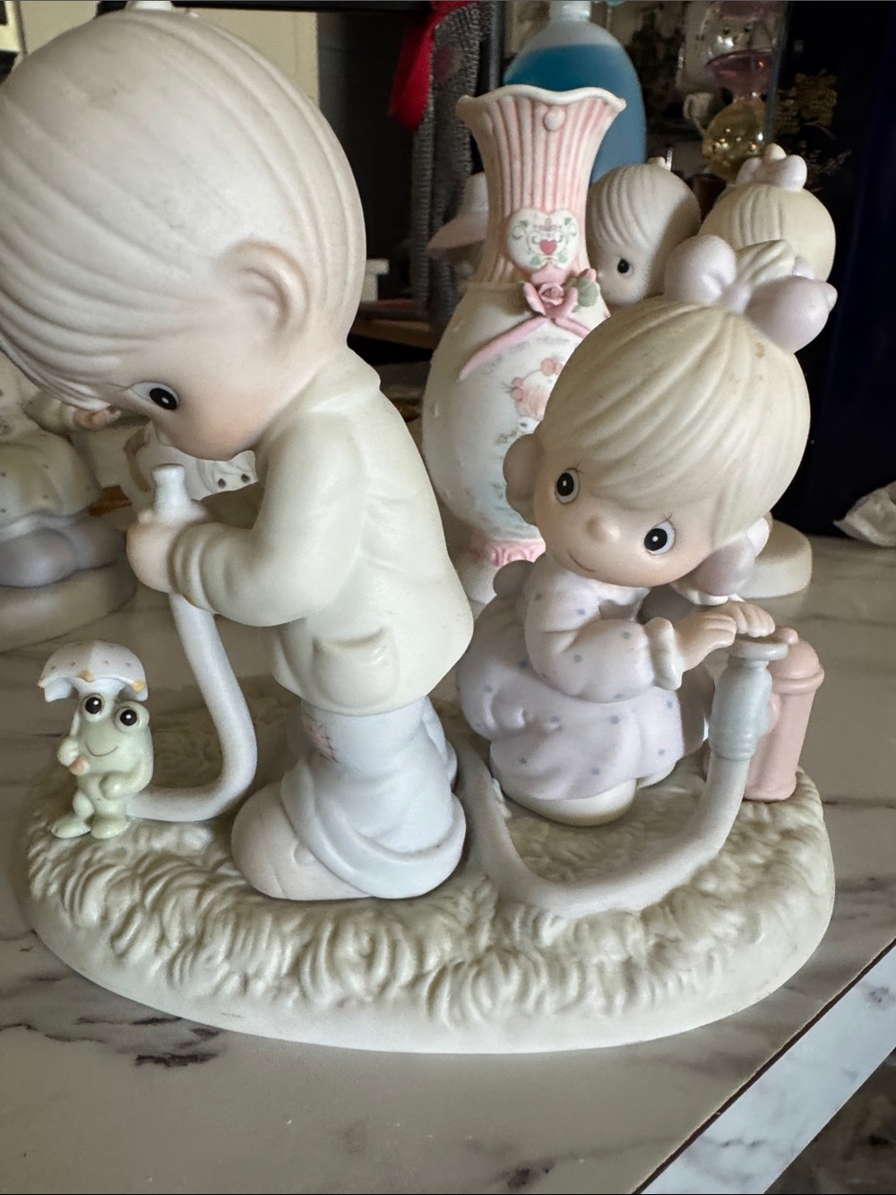 Precious Moments Pastel Ceramic Children Figurine in Cream and Pink